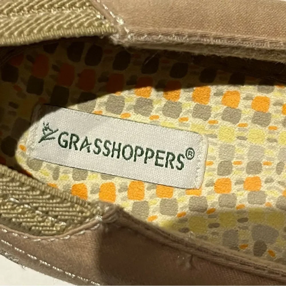 Women's Grasshoppers Light Tan Espadrilles Wedge Shoes Size 9M Cork Heels